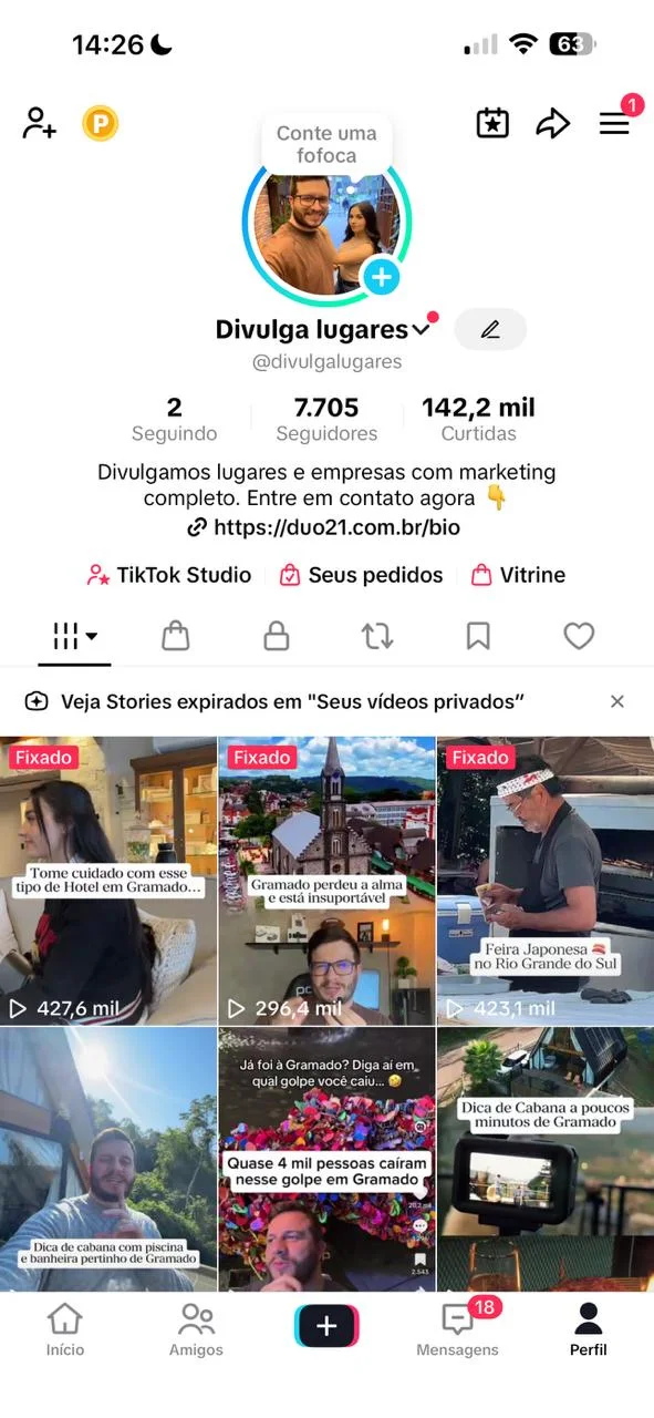 Perfil no TikTok